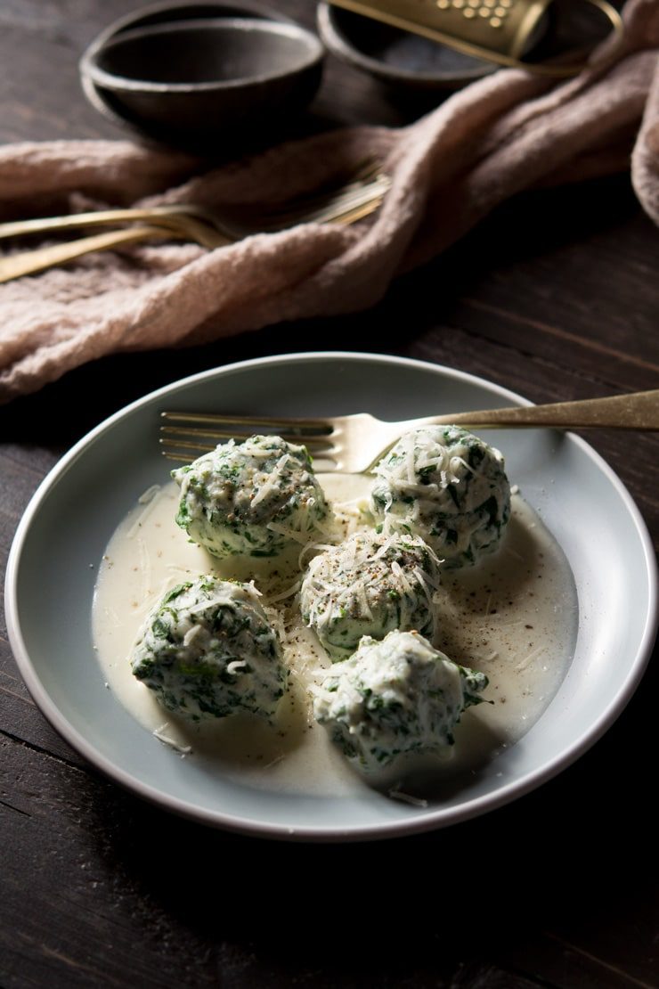Broccoli Rabe Ricotta Gnudi and Parmesan Cream