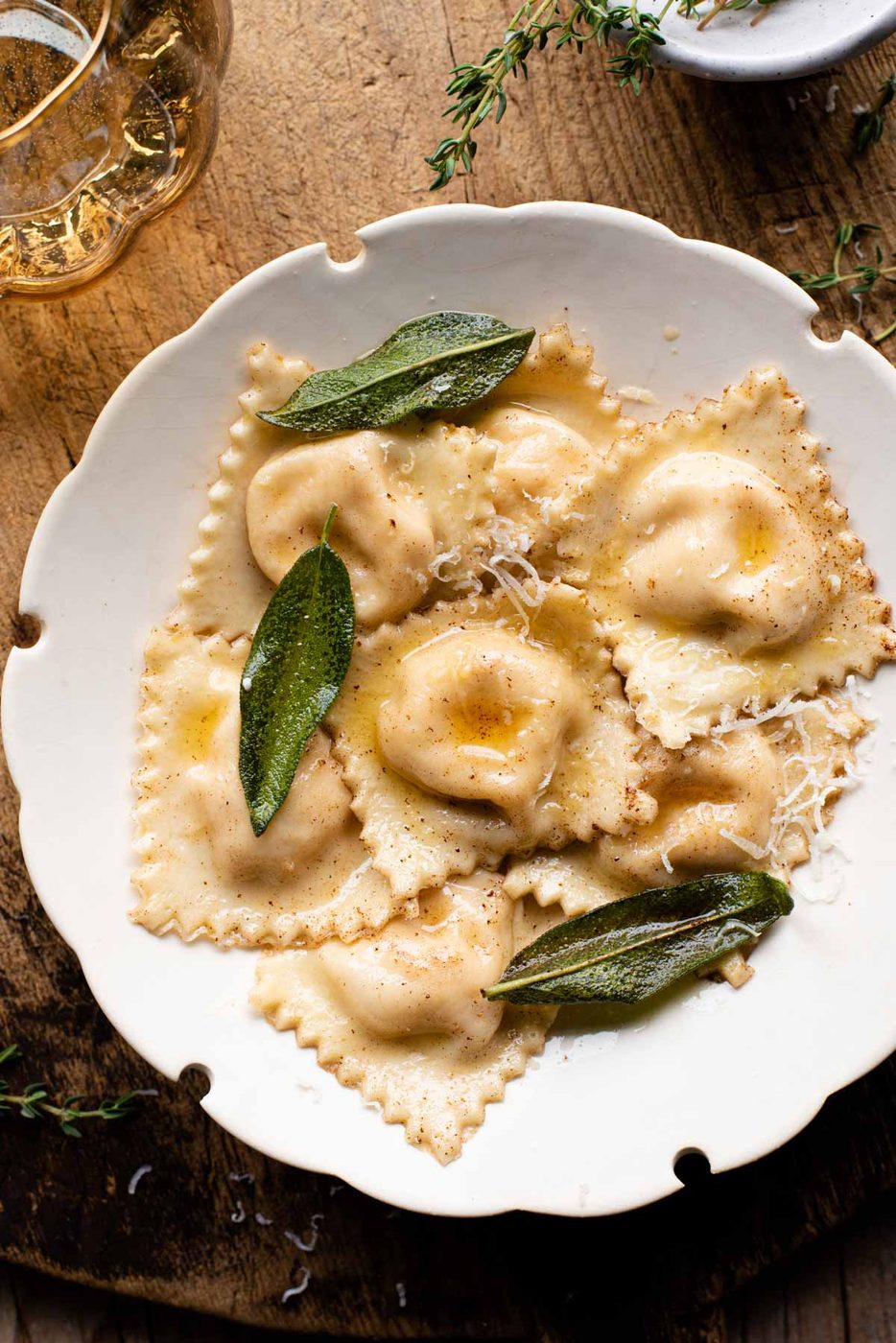 Butternut Squash Ravioli and Sage and Brown Butter Sauce