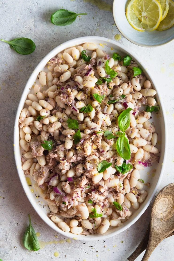 Tuna White Bean Salad and Basil and Lemon