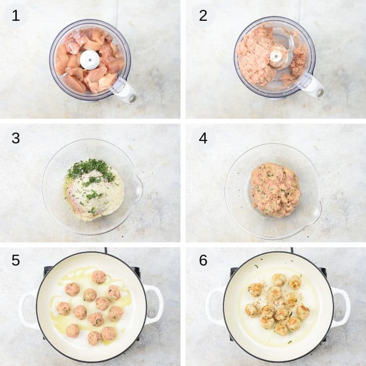 Step by step photos for making chicken meatballs from scratch