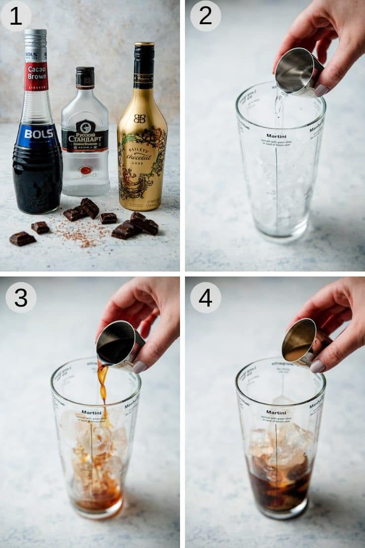 Step by step photos for making a chocolate martini