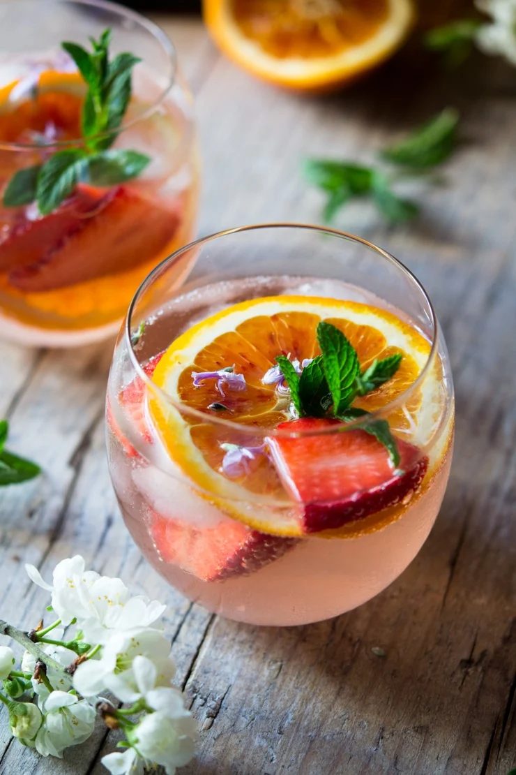 Cointreau Rose Cocktail and Strawberries