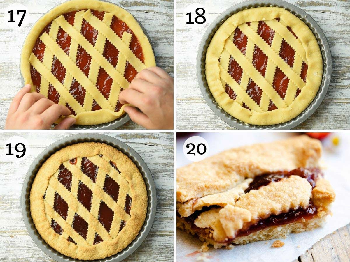 Step by step photos showing how to prepare and bake a crostata