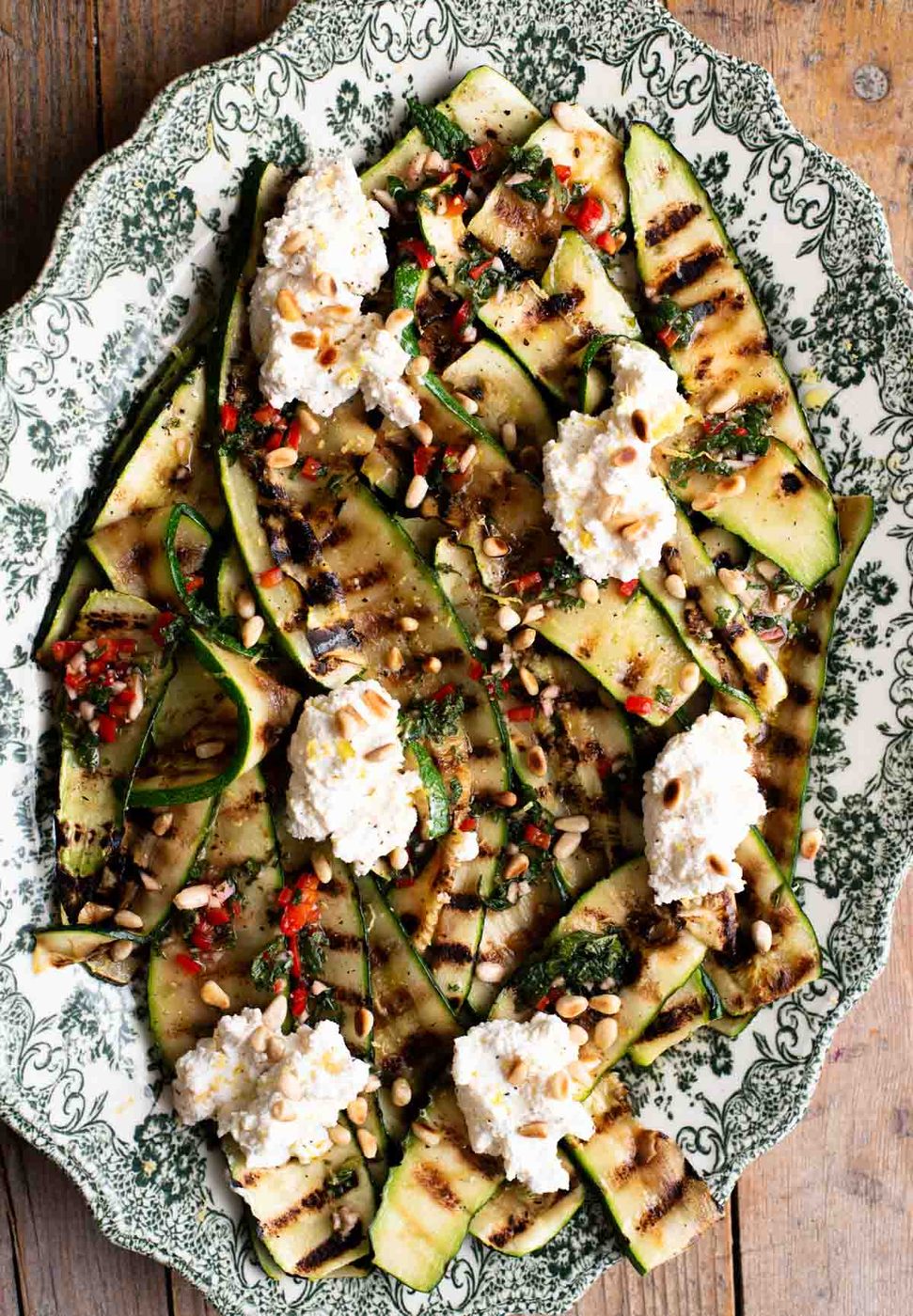 Grilled Zucchini and Ricotta and Pine Nuts