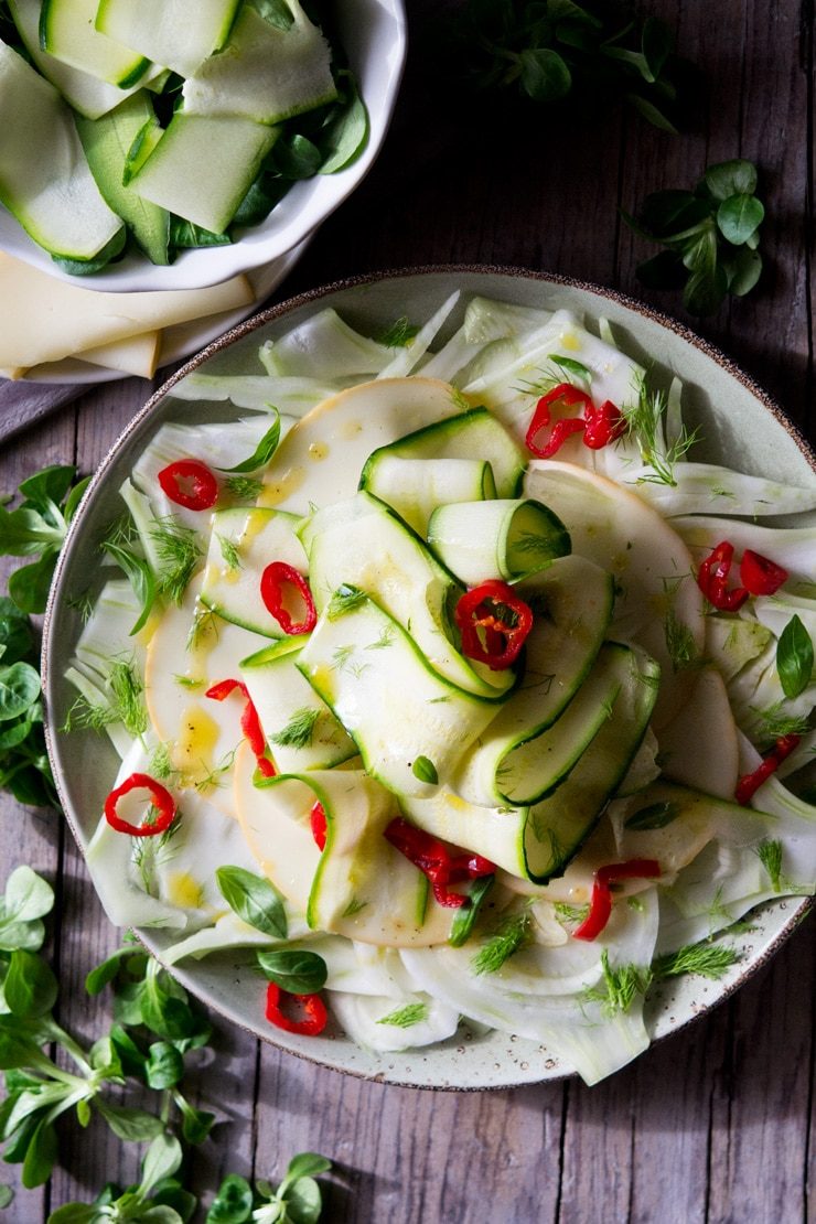 Fennel Courgette Salad and Smoked Scamorza & Chilli