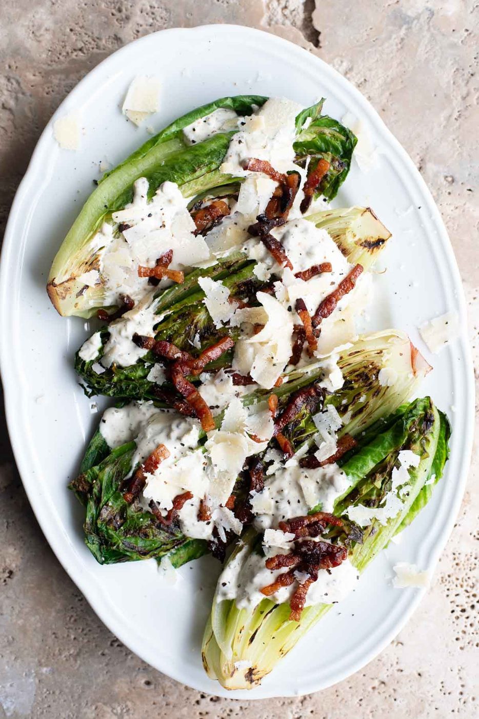Grilled Romaine and Creamy Caper Dressing