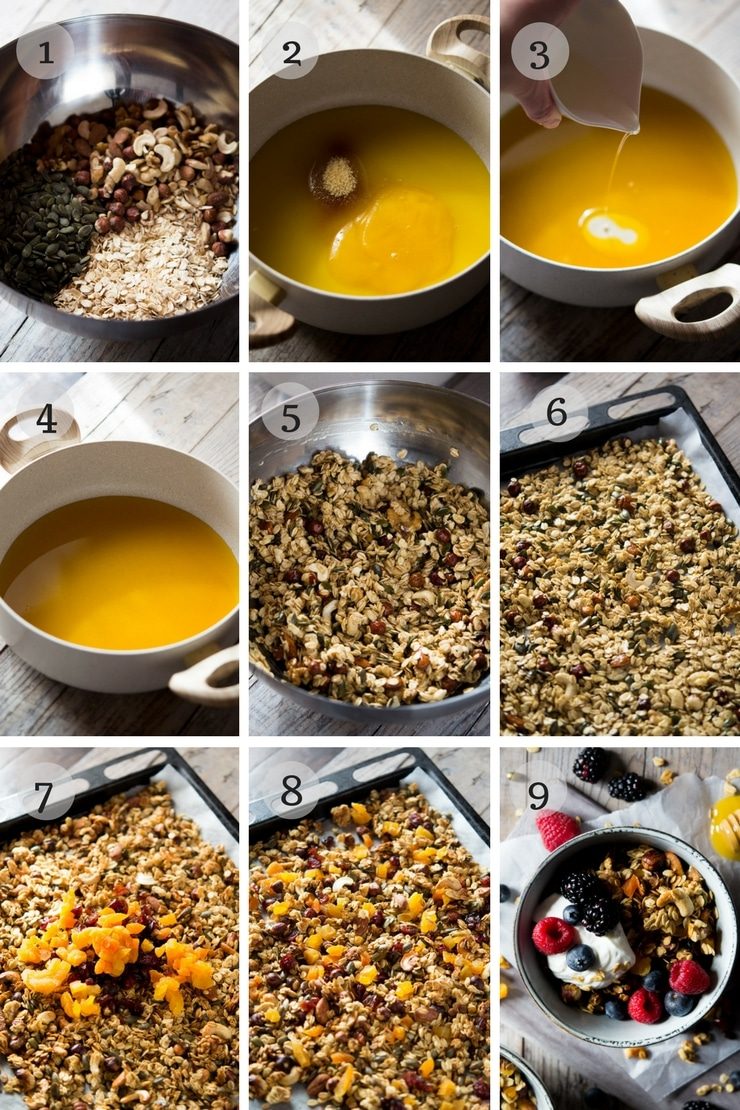 step by step photos for making healthy granola from scratch