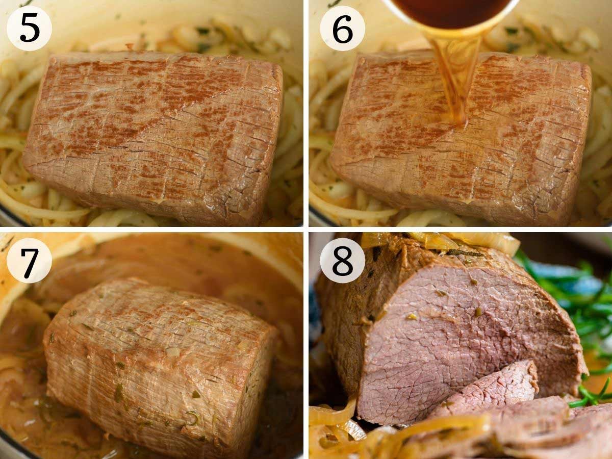 Step by step photos showing how to cook Italian roast beef