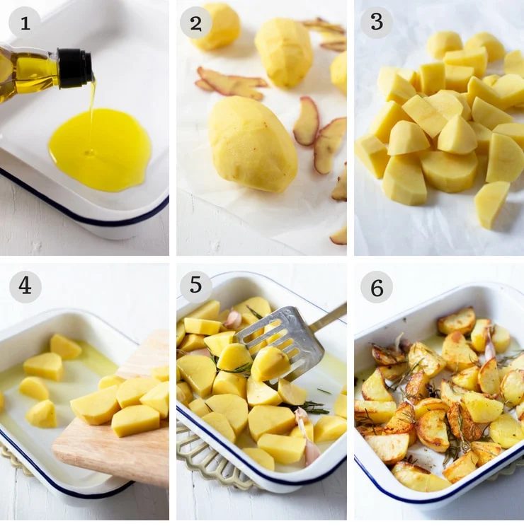 Step by step photos for making Italian roast potatoes