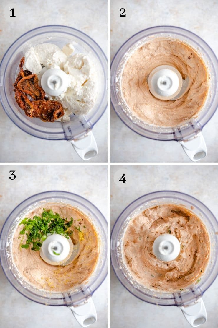 Step by step photos for making ricotta ravioli filling