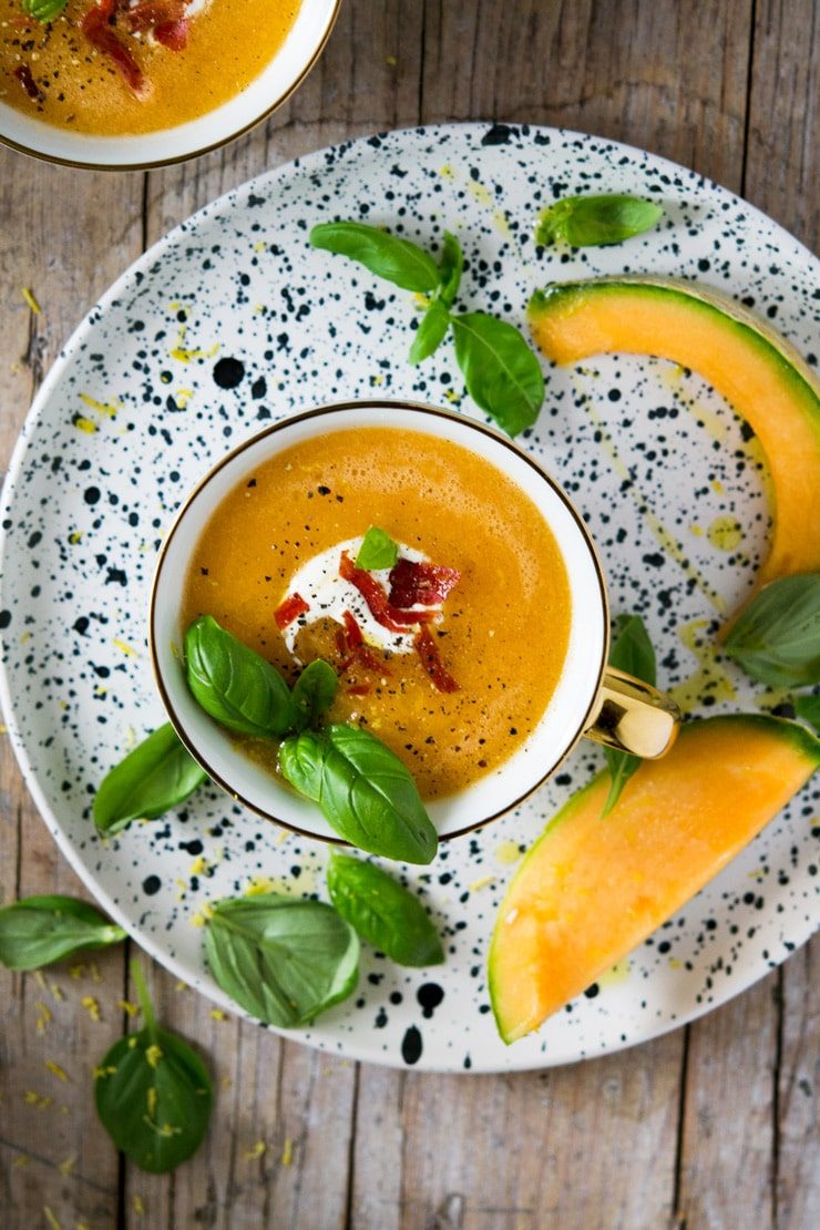 Melon Gazpacho Soup and Crispy Prosciutto
