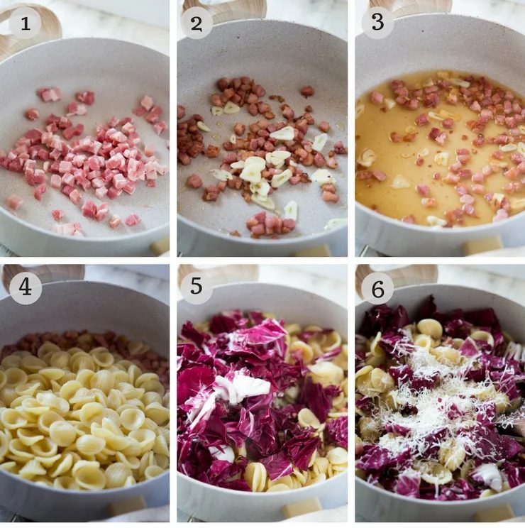 Step by step photos for how to make Orecchiette Pasta and Pancetta And Radicchio