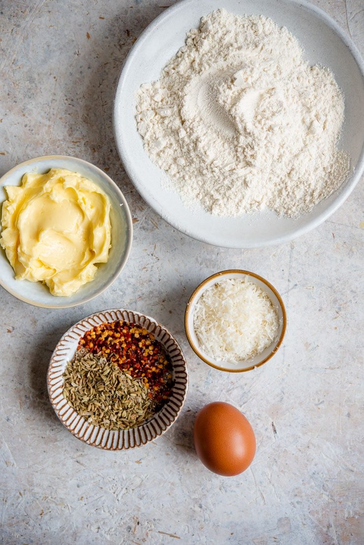Photo of ingredients you need to make parmesan cheese cookies