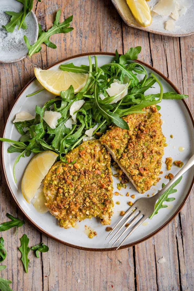 Pistachio Crusted Chicken, plus Arugula Salad