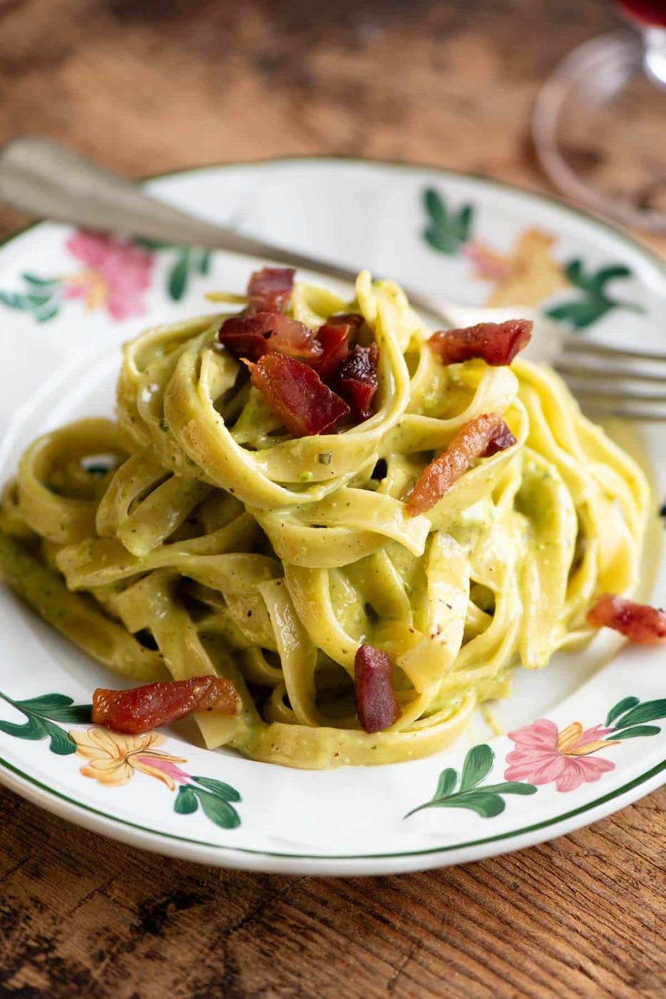 Creamy Pistachio Pasta and Crispy Guanciale
