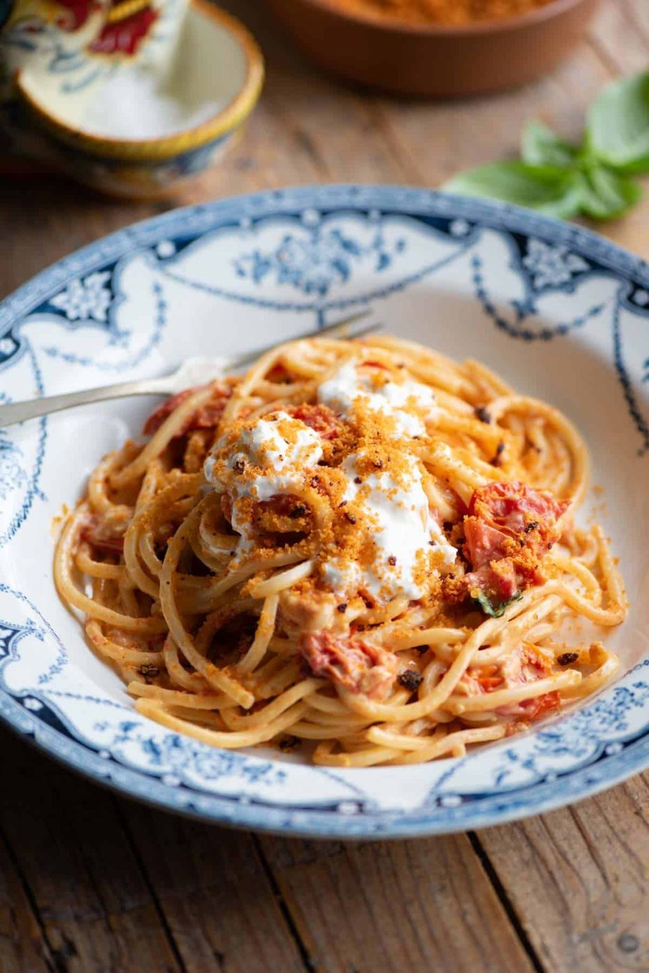 Roasted Cherry Tomato Spaghetti, plus Burrata and Nduja