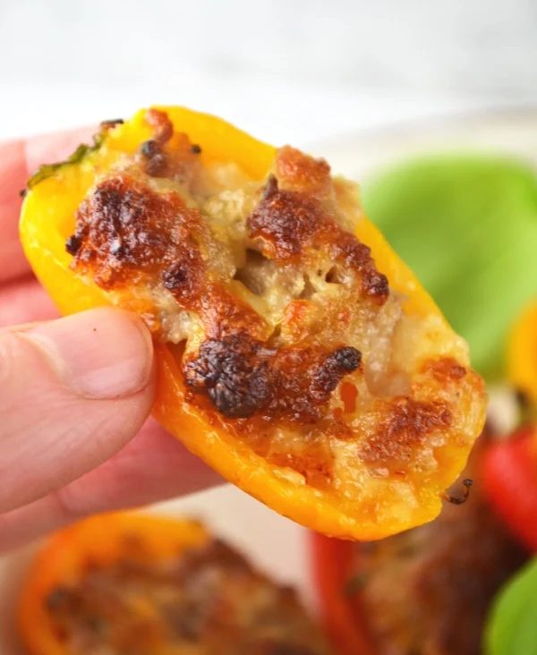 Sausage and Stracchino stuffed sweet mini peppers