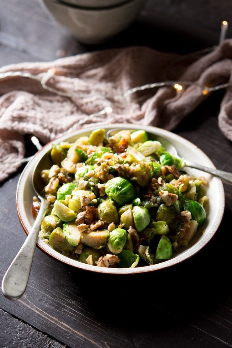 Sauteed Brussels Sprouts, plus Dates & Walnuts