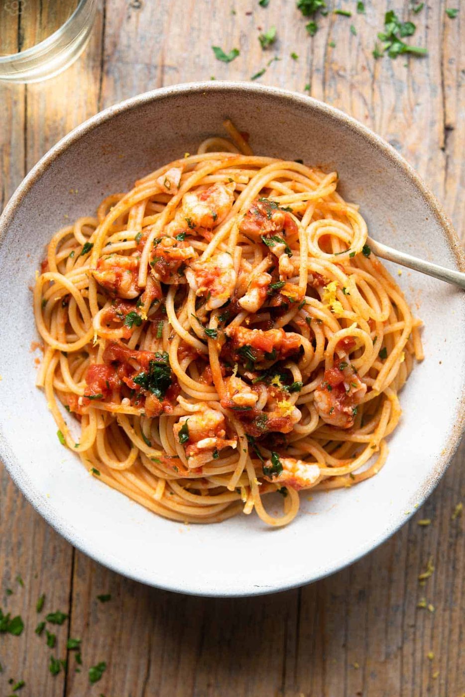 Shrimp Spaghetti, plus 'Nduja and Lemon