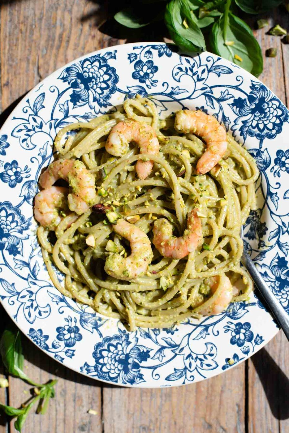 Sicilian Pistachio Pasta, plus Shrimp