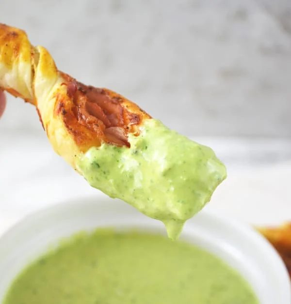 Sour Cream Pesto Dip and Prosciutto Dippers