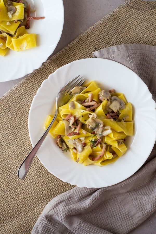 Speck and Mushroom Pappardelle