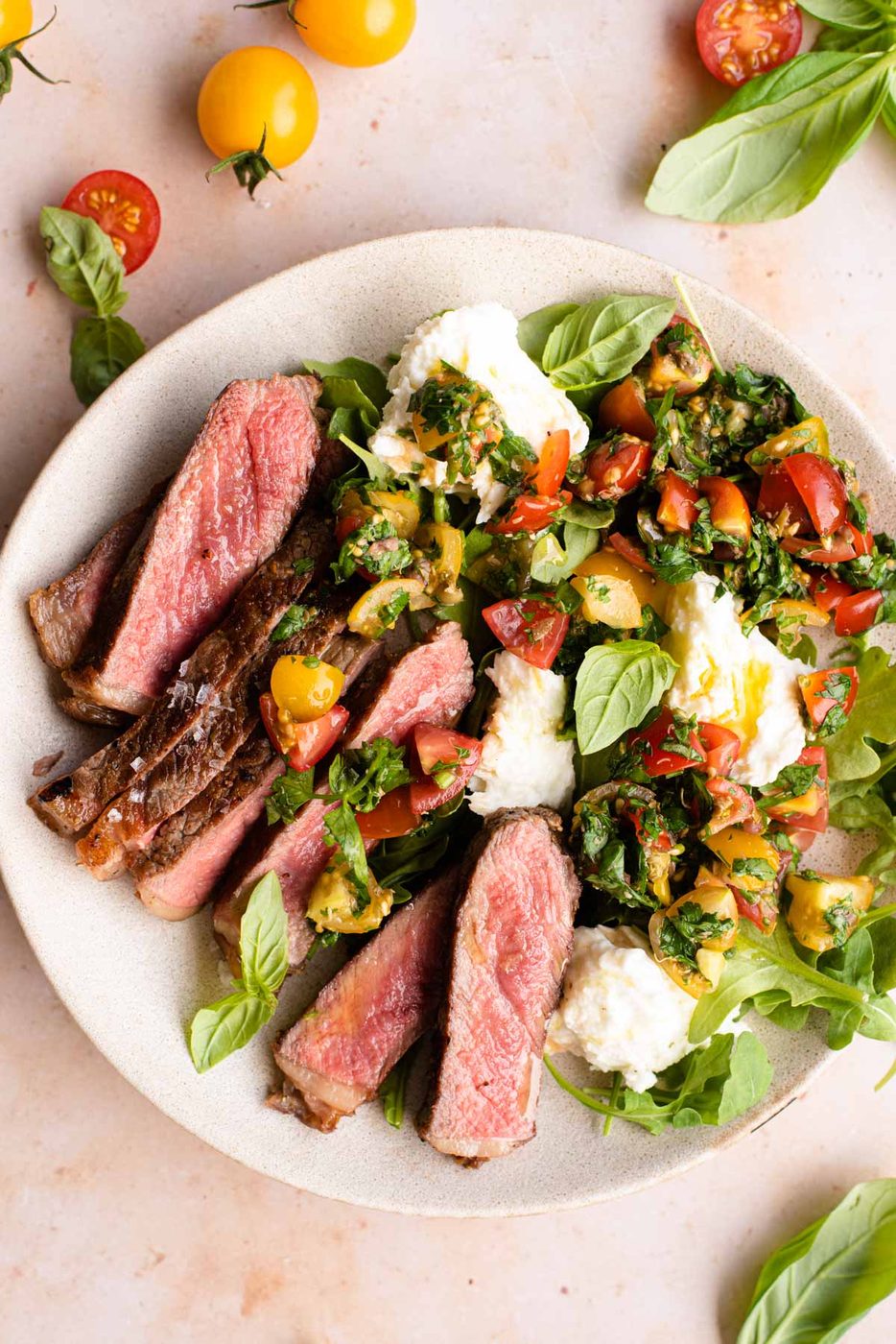 Steak Tagliata, plus Tomato and Mozzarella Salad