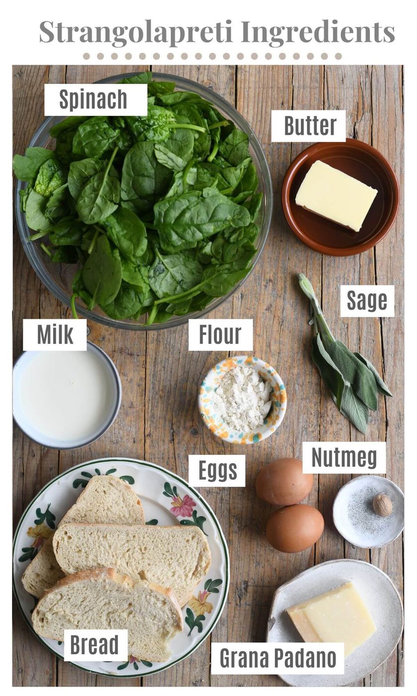 An overhead shot of all the ingredients needed to make Strangolapreti.