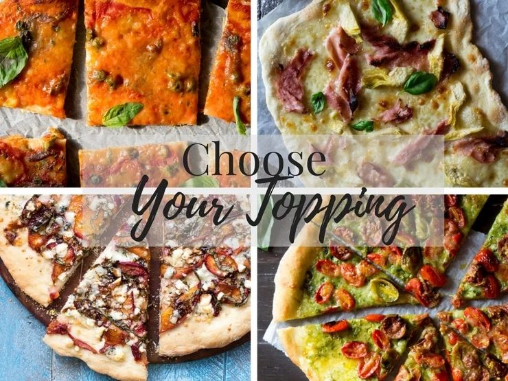 Guide To Homemade Pizzas four small photos of pizza toppings