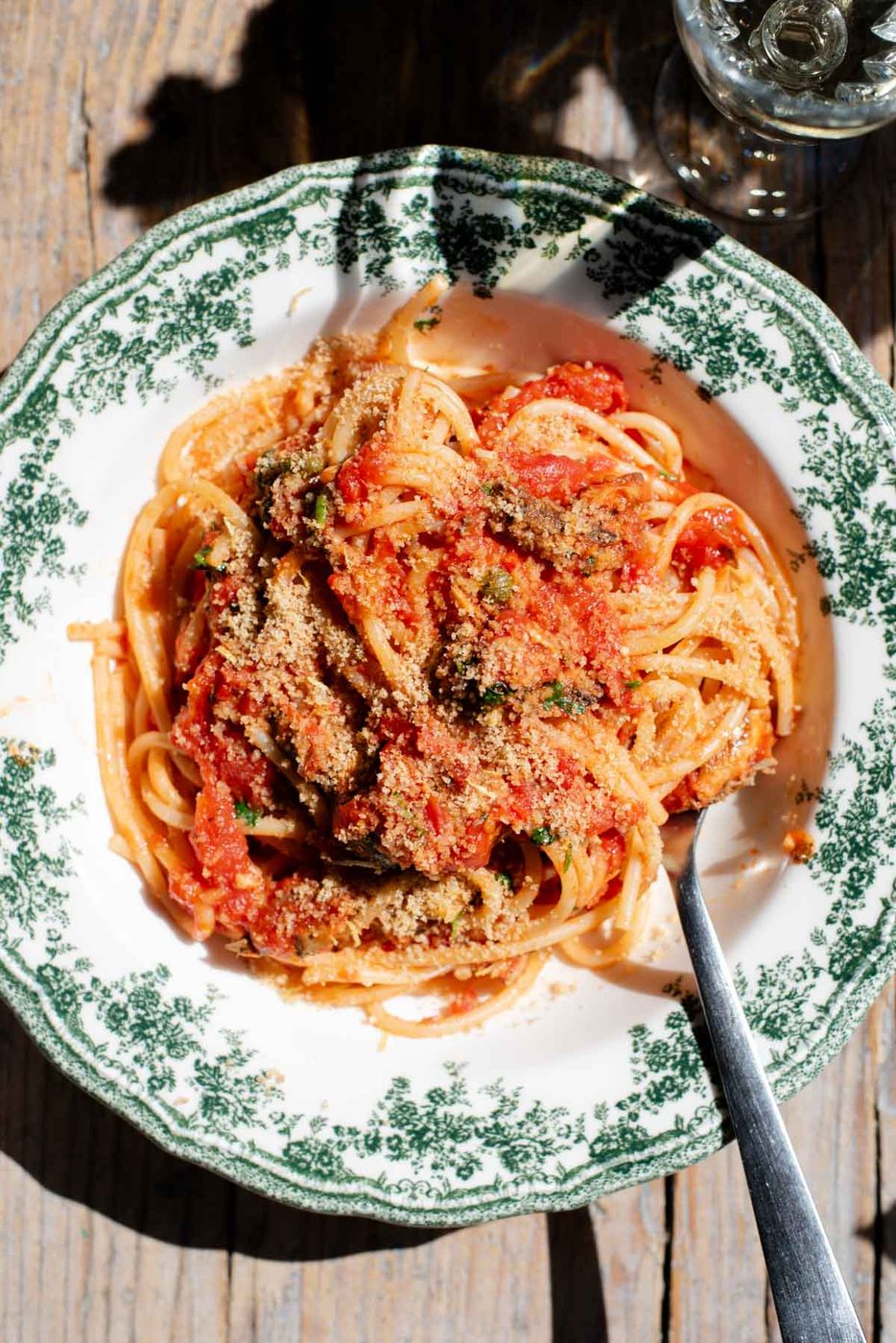Tomato Pasta and Sardines and Breadcrumbs