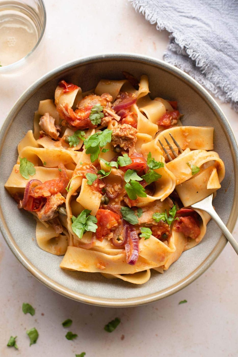 Tuna Pasta and Tomatoes and Capers