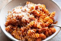 Silky Tomato Pasta with Crispy Pancetta and Sweet Shallots