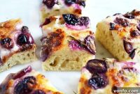 Sweet Red Grape Focaccia with Melted Mozzarella
