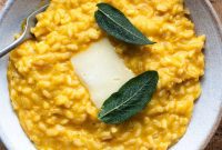 Creamy Taleggio Pumpkin Risotto, Crispy Sage Finish