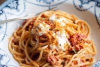Burst Cherry Tomato Pasta with Fiery Nduja and Creamy Burrata