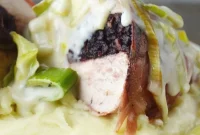 Black Pudding-Stuffed Chicken with a Cheesy Leek Gratin
