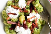 Pillowy Gnocchi with Bright Arugula Pesto, Creamy Burrata, and Crispy Pancetta