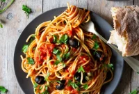 Bold and Briny Puttanesca Spaghetti