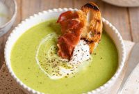 Silky Green Pea Soup with Prosciutto Crisps