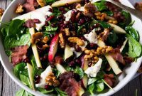 Crisp and Creamy Winter Salad: Spinach, Apple, Gorgonzola and Candied Walnuts