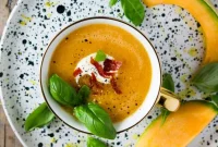 Refreshing Melon Gazpacho with Prosciutto Crisps