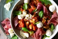 Warm White Bean Salad with Prosciutto, Tomato, and Fresh Mozzarella