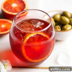 A close up of a Negroni Sbagliato cocktail