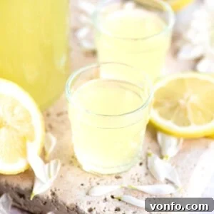 close up of small glasses of homemade limoncello