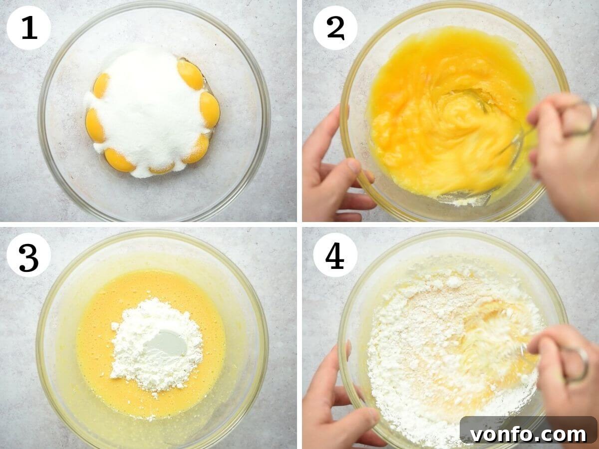 Italian Custard Trifle 4 Step by step photos showing how to prepare custard