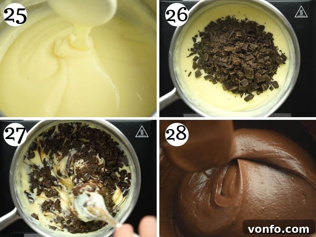 Decadent Chocolate Hazelnut Tart 10 Step by step photos showing how to make chocolate custard