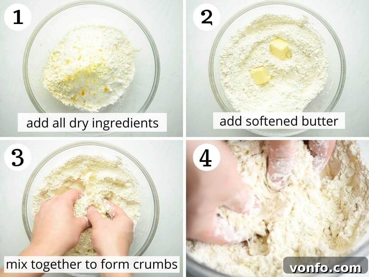 Cenci Italian Carnival Fritters 4 Step by step photos showing how to prepare the dry ingredients