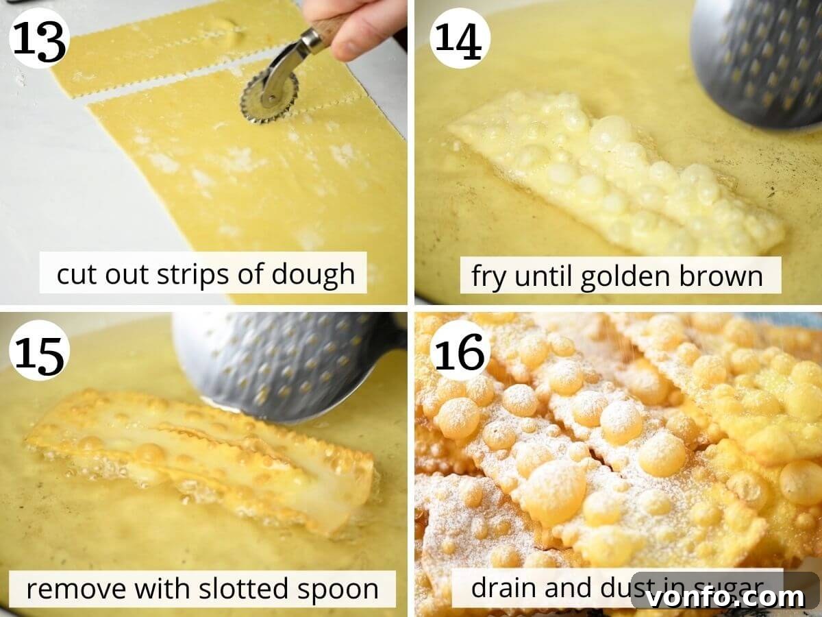 Cenci Italian Carnival Fritters 7 Step by step photos showing how to fry cenci