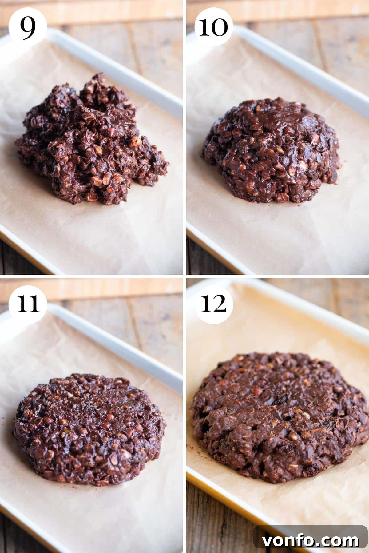 Panpepato Rich Christmas Spice 6 A step-by-step visual guide demonstrating how to shape the Panpepato mixture into a dome, flatten the top, and bake it to perfection.