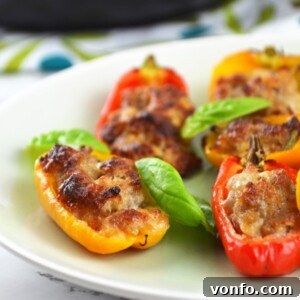 Sausage and Stracchino Sweet Pepper Poppers 3 Sausage and Stracchino Stuffed Sweet Mini Peppers recipe image